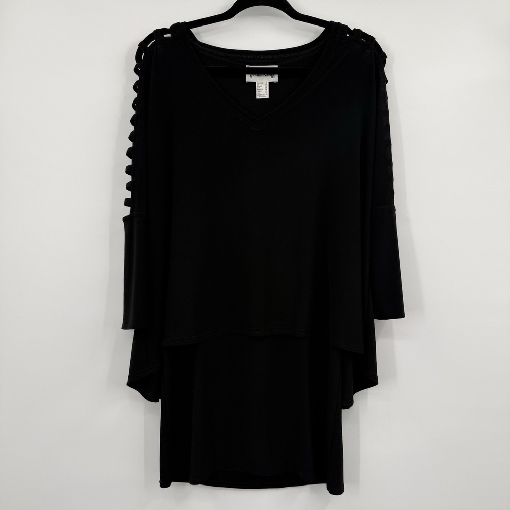 Joseph Ribkoff Top Shirt Womens 8 Black Slinky Career Tunic